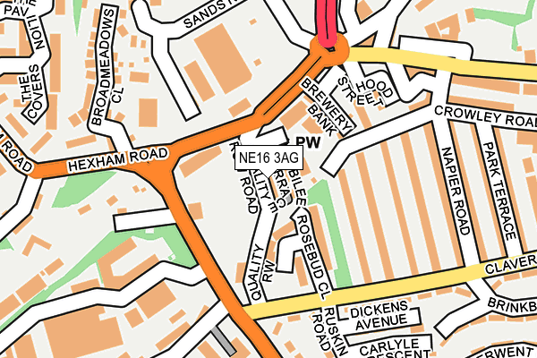 NE16 3AG map - OS OpenMap – Local (Ordnance Survey)
