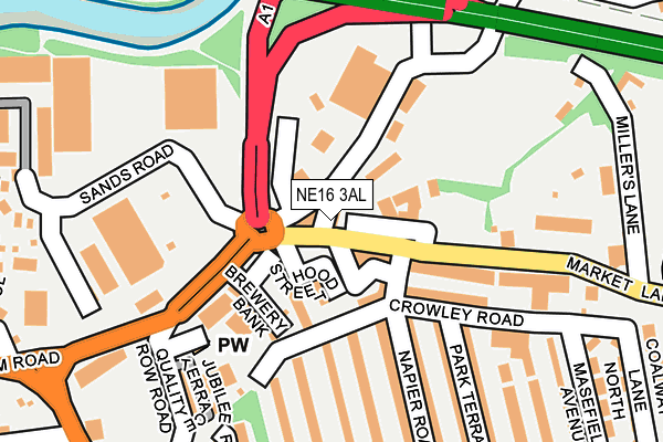 NE16 3AL map - OS OpenMap – Local (Ordnance Survey)
