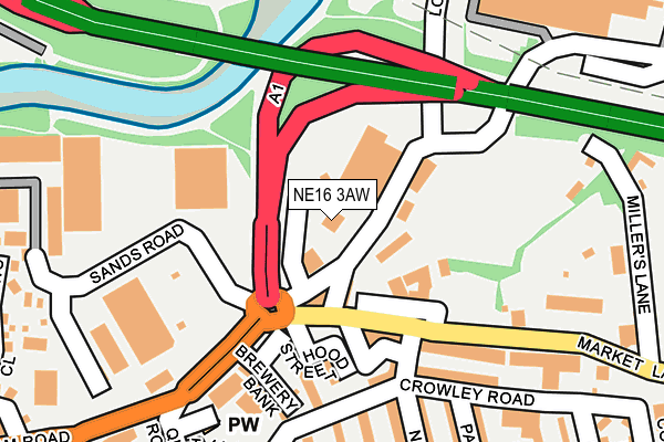 NE16 3AW map - OS OpenMap – Local (Ordnance Survey)