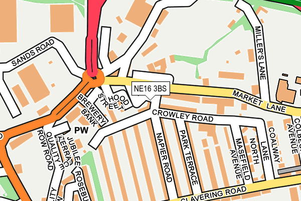 NE16 3BS map - OS OpenMap – Local (Ordnance Survey)