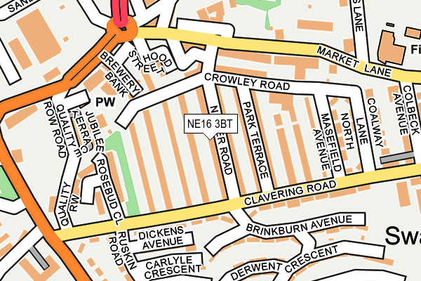 NE16 3BT map - OS OpenMap – Local (Ordnance Survey)