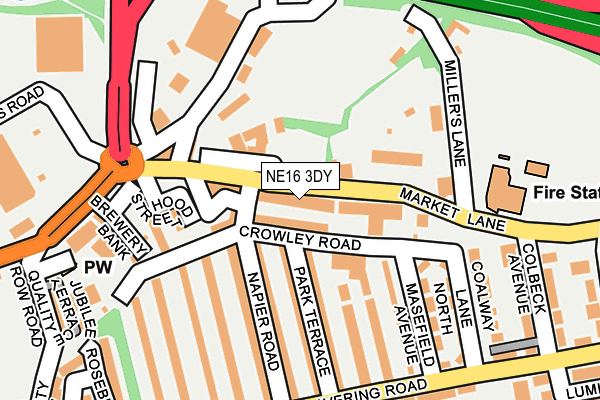 NE16 3DY map - OS OpenMap – Local (Ordnance Survey)