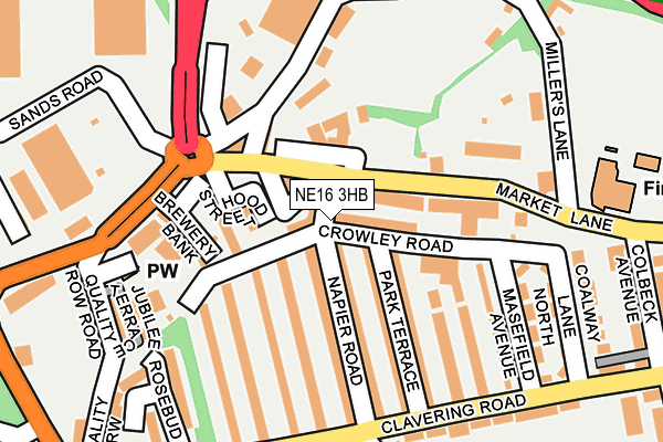 NE16 3HB map - OS OpenMap – Local (Ordnance Survey)