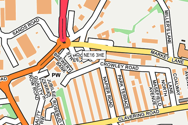 NE16 3HE map - OS OpenMap – Local (Ordnance Survey)