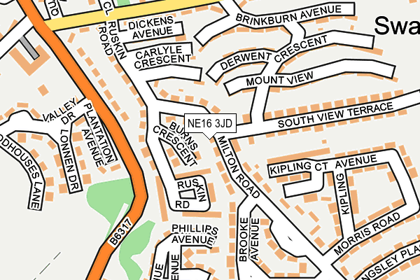 NE16 3JD map - OS OpenMap – Local (Ordnance Survey)