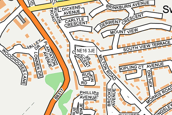 NE16 3JE map - OS OpenMap – Local (Ordnance Survey)