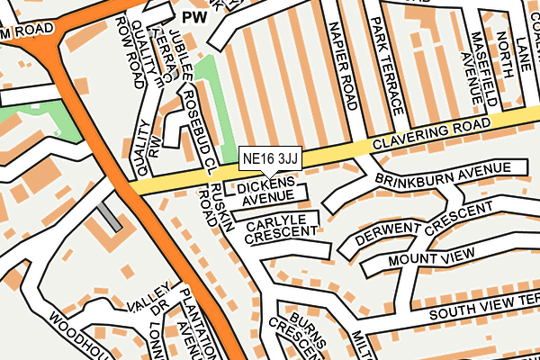 NE16 3JJ map - OS OpenMap – Local (Ordnance Survey)