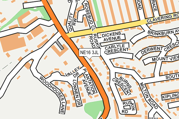 NE16 3JL map - OS OpenMap – Local (Ordnance Survey)