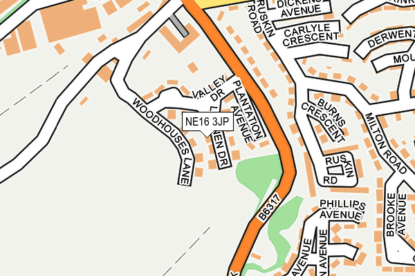 NE16 3JP map - OS OpenMap – Local (Ordnance Survey)