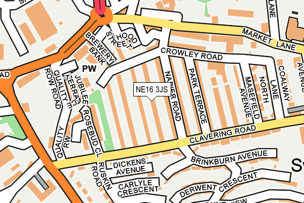 NE16 3JS map - OS OpenMap – Local (Ordnance Survey)