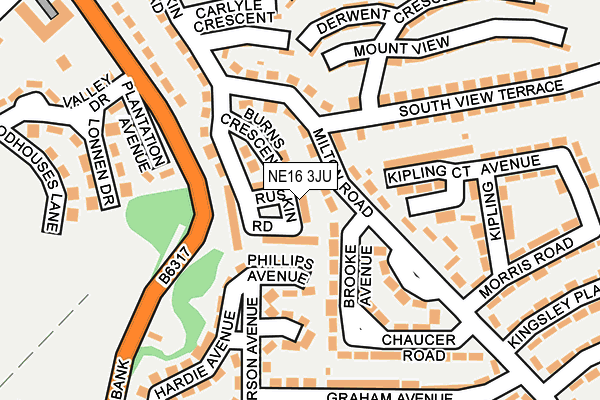 NE16 3JU map - OS OpenMap – Local (Ordnance Survey)