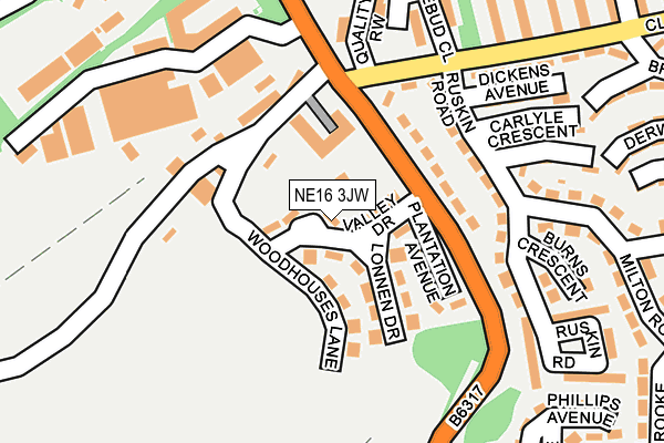 NE16 3JW map - OS OpenMap – Local (Ordnance Survey)