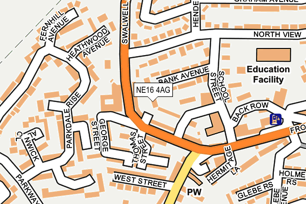 NE16 4AG map - OS OpenMap – Local (Ordnance Survey)