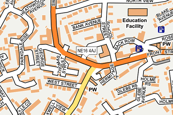 NE16 4AJ map - OS OpenMap – Local (Ordnance Survey)