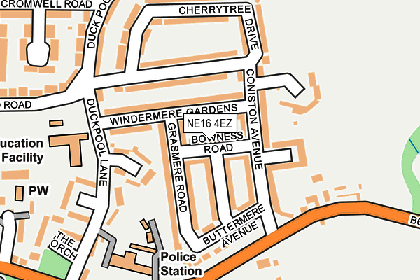 NE16 4EZ map - OS OpenMap – Local (Ordnance Survey)