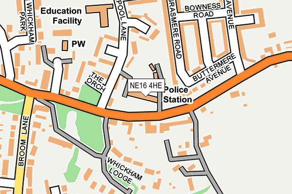 NE16 4HE map - OS OpenMap – Local (Ordnance Survey)