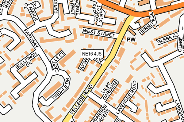 NE16 4JS map - OS OpenMap – Local (Ordnance Survey)
