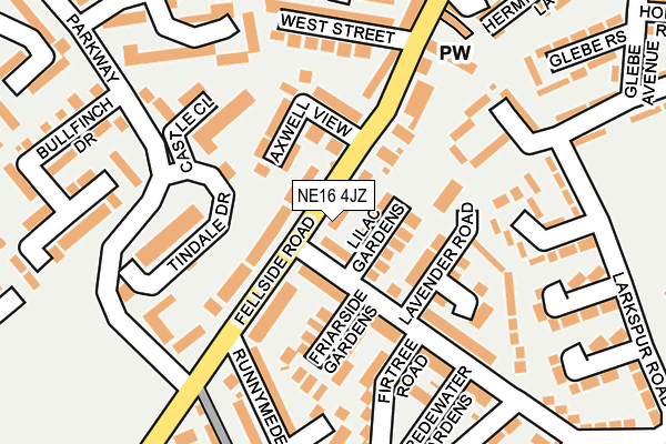 NE16 4JZ map - OS OpenMap – Local (Ordnance Survey)