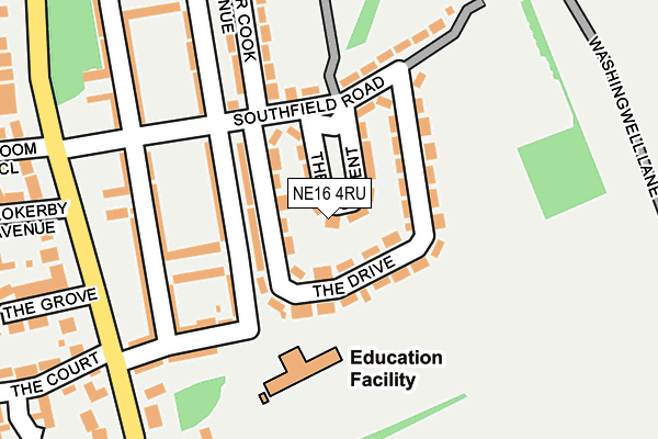 NE16 4RU map - OS OpenMap – Local (Ordnance Survey)