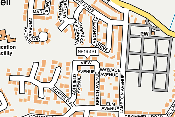 NE16 4ST map - OS OpenMap – Local (Ordnance Survey)