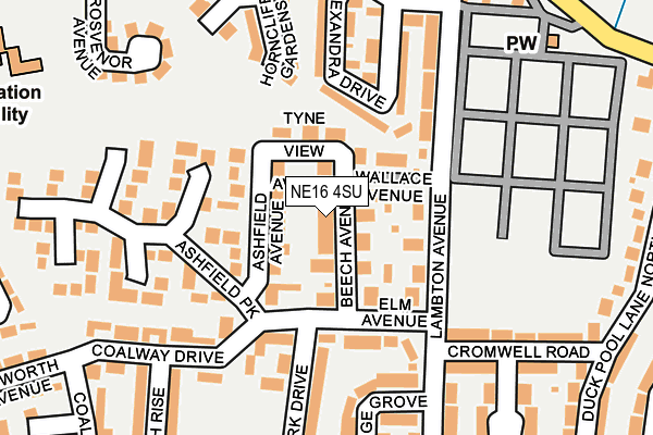 NE16 4SU map - OS OpenMap – Local (Ordnance Survey)