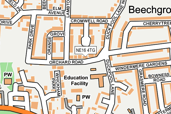 NE16 4TG map - OS OpenMap – Local (Ordnance Survey)