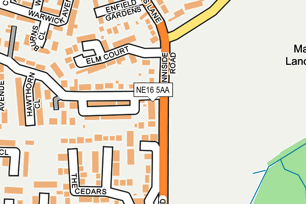 NE16 5AA map - OS OpenMap – Local (Ordnance Survey)