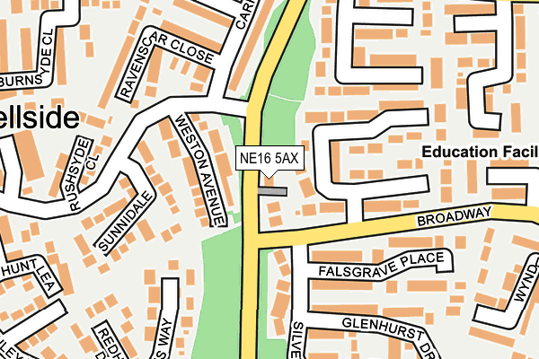 NE16 5AX map - OS OpenMap – Local (Ordnance Survey)