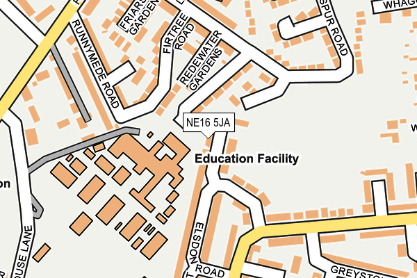 NE16 5JA map - OS OpenMap – Local (Ordnance Survey)