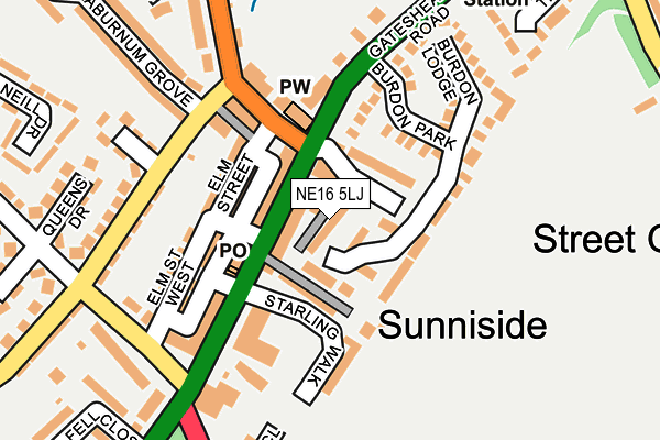 NE16 5LJ map - OS OpenMap – Local (Ordnance Survey)