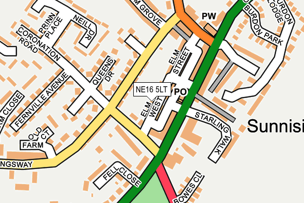 NE16 5LT map - OS OpenMap – Local (Ordnance Survey)