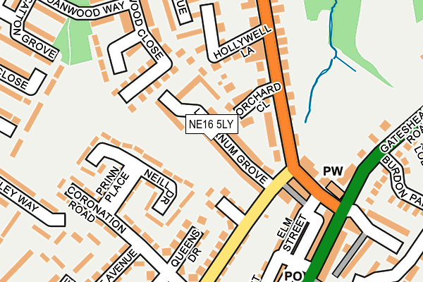 NE16 5LY map - OS OpenMap – Local (Ordnance Survey)