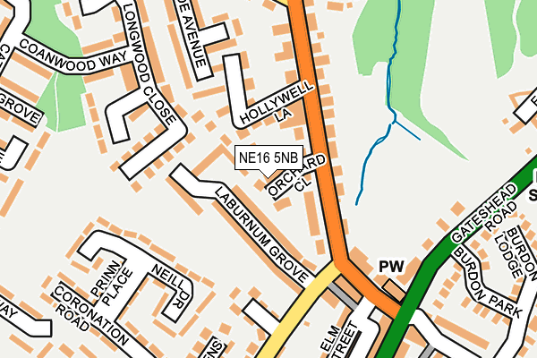 NE16 5NB map - OS OpenMap – Local (Ordnance Survey)