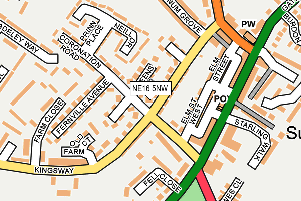 NE16 5NW map - OS OpenMap – Local (Ordnance Survey)