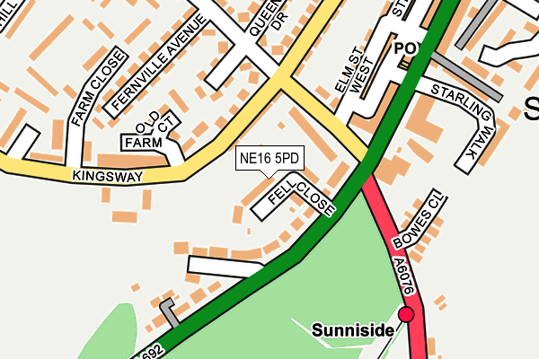 NE16 5PD map - OS OpenMap – Local (Ordnance Survey)