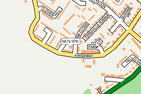 NE16 5PW map - OS OpenMap – Local (Ordnance Survey)