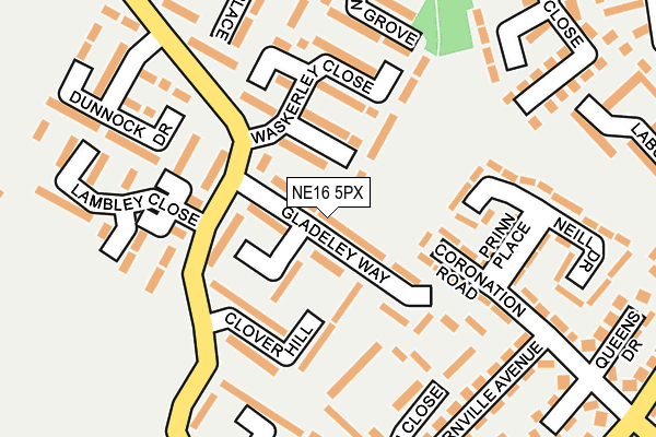 NE16 5PX map - OS OpenMap – Local (Ordnance Survey)