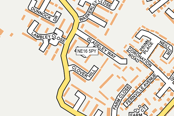 NE16 5PY map - OS OpenMap – Local (Ordnance Survey)