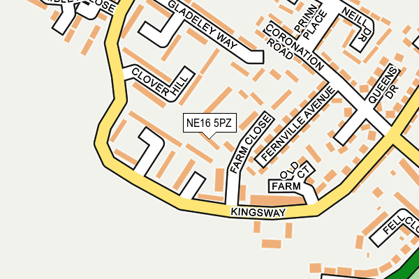 NE16 5PZ map - OS OpenMap – Local (Ordnance Survey)