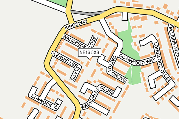 NE16 5XS map - OS OpenMap – Local (Ordnance Survey)