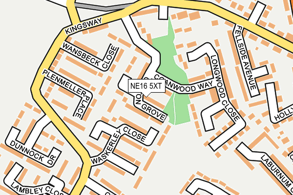NE16 5XT map - OS OpenMap – Local (Ordnance Survey)