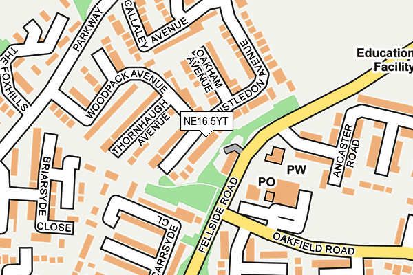 NE16 5YT map - OS OpenMap – Local (Ordnance Survey)