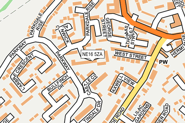 NE16 5ZA map - OS OpenMap – Local (Ordnance Survey)