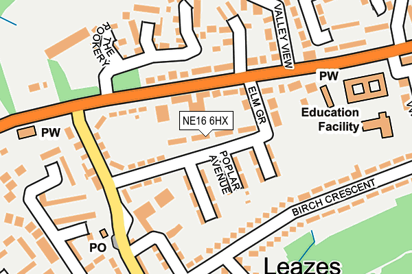 NE16 6HX map - OS OpenMap – Local (Ordnance Survey)