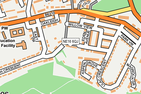 NE16 6QJ map - OS OpenMap – Local (Ordnance Survey)