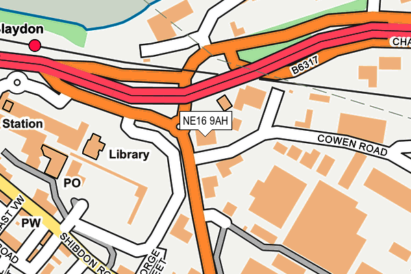 NE16 9AH map - OS OpenMap – Local (Ordnance Survey)