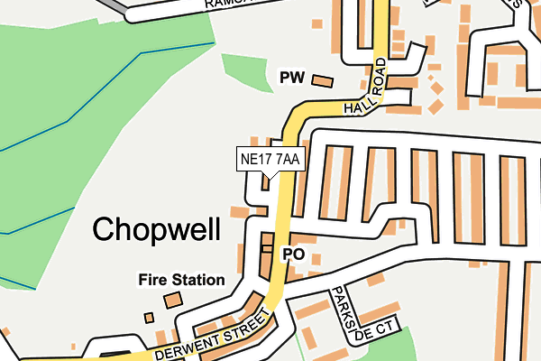 NE17 7AA map - OS OpenMap – Local (Ordnance Survey)