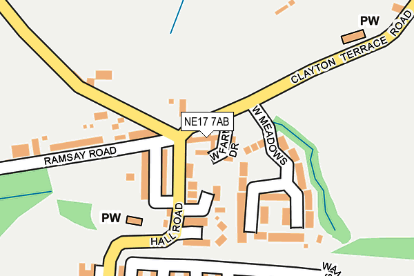 NE17 7AB map - OS OpenMap – Local (Ordnance Survey)