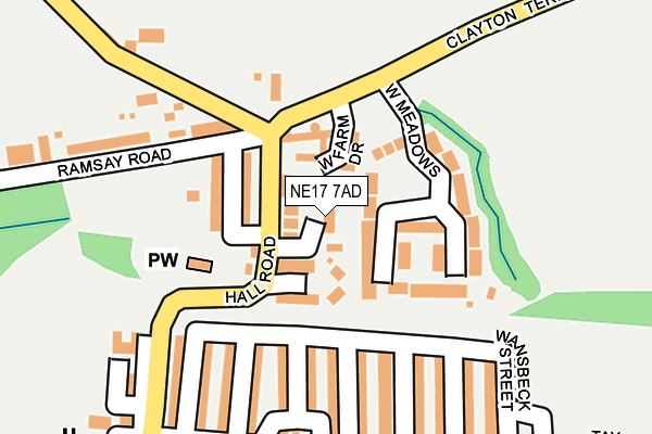 NE17 7AD map - OS OpenMap – Local (Ordnance Survey)