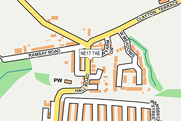 NE17 7AE map - OS OpenMap – Local (Ordnance Survey)